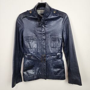 Navy Leather Jacket